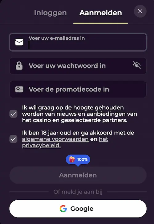 ZumoSpin Inloggen reg